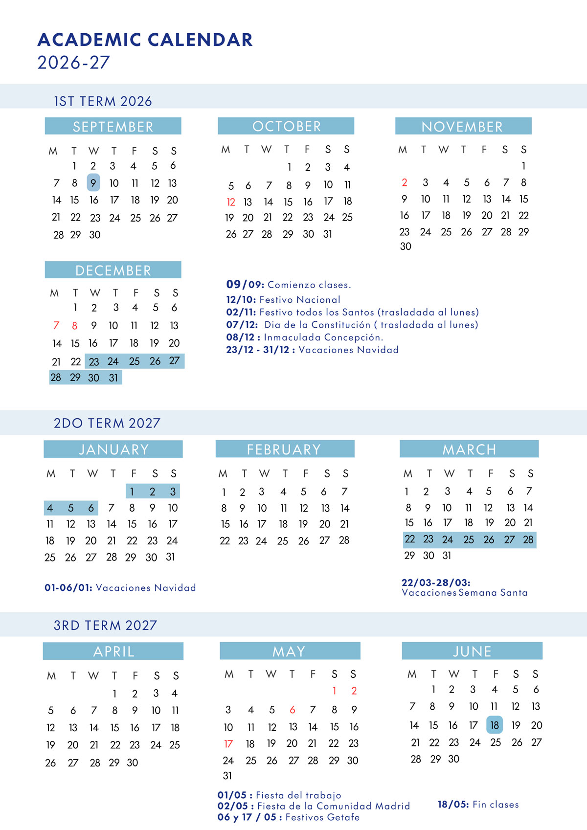calendario escolar